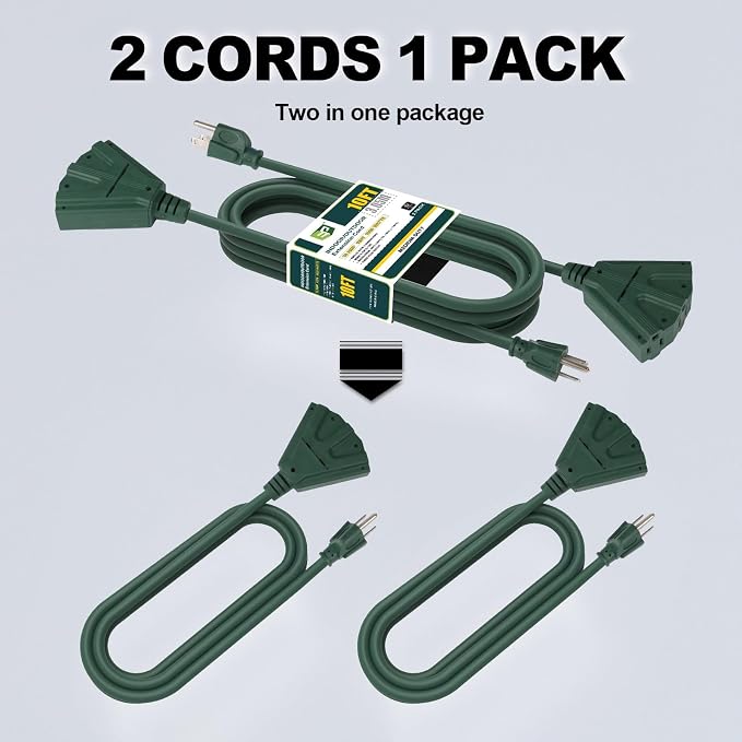 EP 2 Pack 10 Ft Outdoor Extension Cord - Image 3