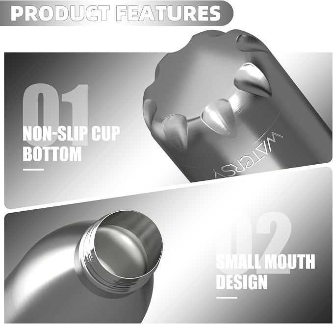 WATERSY Stainless Steel water bottles, 17oz/500ml Insulated Water Bottles - Image 5