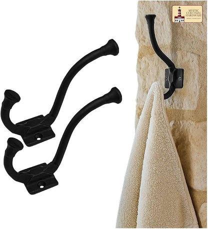 Mystic Colonial Medieval Rustic Cast Iron Wall Hooks | Vintage Black Coated - Image 8