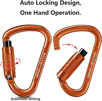 Auto Locking Carabiner Heavy Duty Carabiner 25kN UIAA Certified Climbing - Image 3