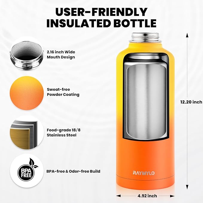 RAYMYLO Insulated Water Bottle 87 oz, Triple Wall Vacuum Stainless Steel - Image 5