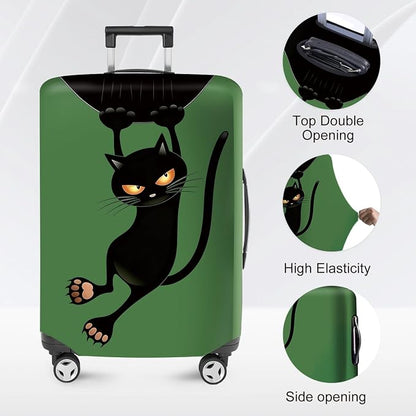ANNA QUEEN Black Cat Hanging Cartoon Luggage Cover, Cute Stretchable Suitcase - Image 2