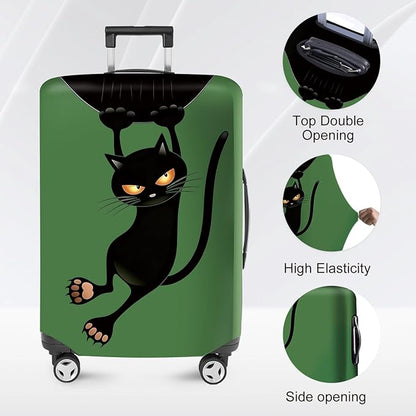 ANNA QUEEN Black Cat Hanging Cartoon Luggage Cover, Cute Stretchable Suitcase - Image 2
