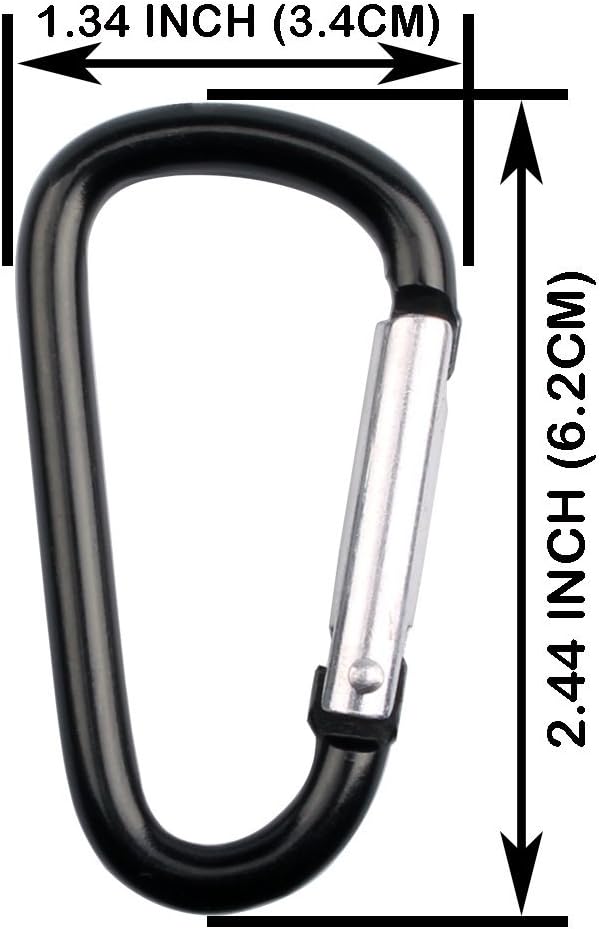 20 Pack 2.5" D Shape Aluminum Large Carabiner Clip Lock Hooks Spring Snap - Image 3