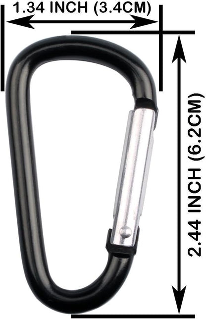 20 Pack 2.5" D Shape Aluminum Large Carabiner Clip Lock Hooks Spring Snap - Image 3