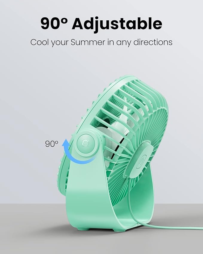 Gaiatop USB Desk Fan, 3 Speeds Strong Airflow, 5.5 Inch Portable 90° Rotate - Image 5