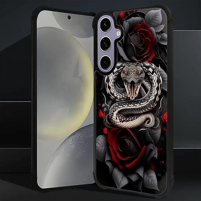 for Samsung Galaxy S24 S25 Case, Entwined Rose Snake Pattern Graphic Design - Image 6