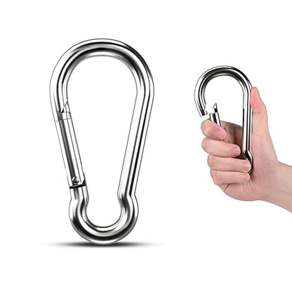 Large Carabiner Clip Hooks, 304 Stainless Steel Spring Snap Hook Fits Camping by KINLINK