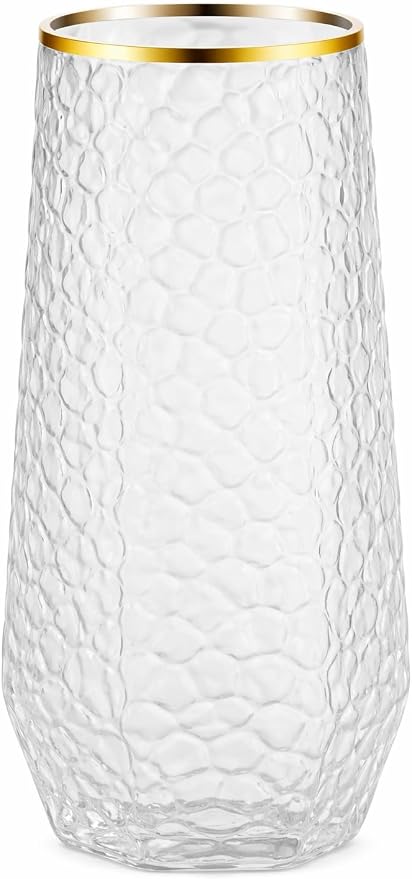 48 Pack Ribbed Stemless Champagne Flutes Gold Rim – 24 9oz Mimosa Glasses & 24 - Image 8
