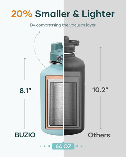 BUZIO 64oz Insulated Water Bottle, Stainless Steel Water Flask - Image 7