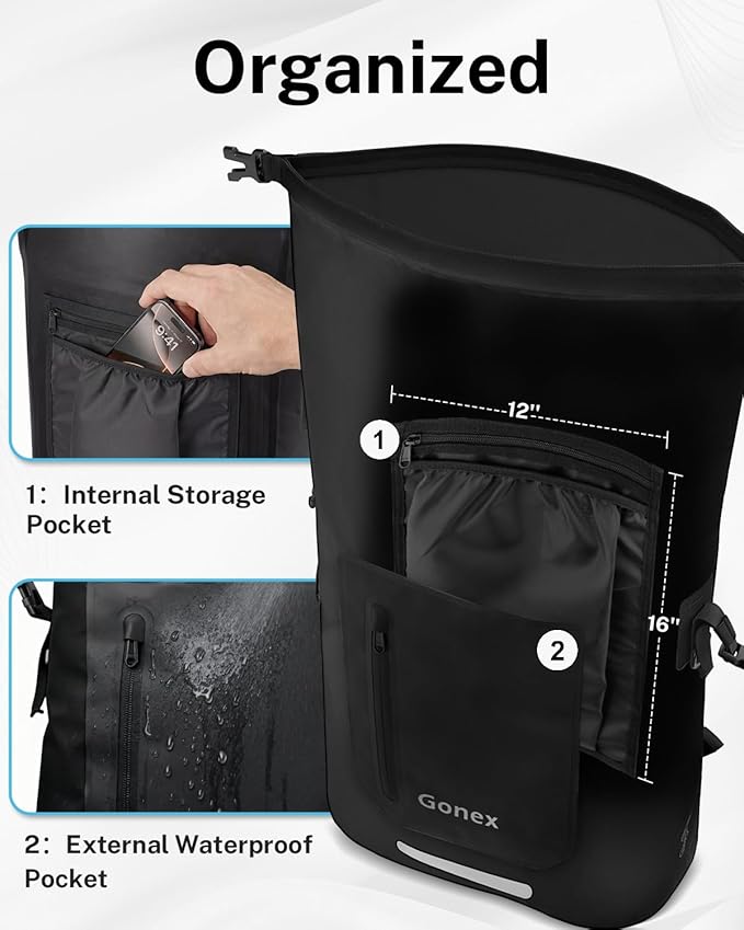 Gonex Ultralight Waterproof TPU Backpack, 55L Roll Top Dry Bag - Image 5