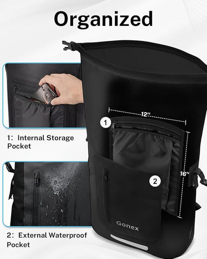 Gonex Ultralight Waterproof TPU Backpack, 55L Roll Top Dry Bag - Image 5