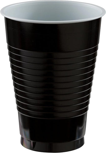 Jet Black Plastic Cups - 12 oz. - Versatile Drinkware by AmscanPartySupplies
