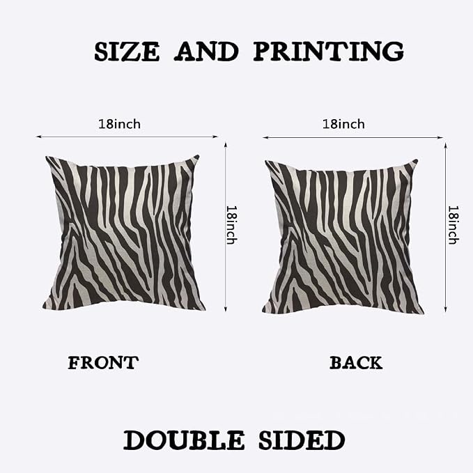 TKS MITLAN Zebra Print Pillow Covers 18 x 18 Inch Black White Leopard Line - Image 2