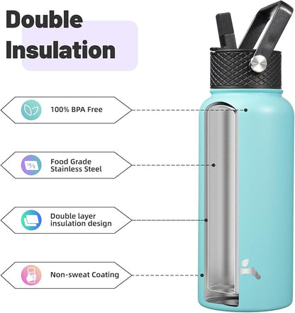 Konokyo 32 oz Insulated Water Bottle Stainless Steel Sport Bottles - Image 4