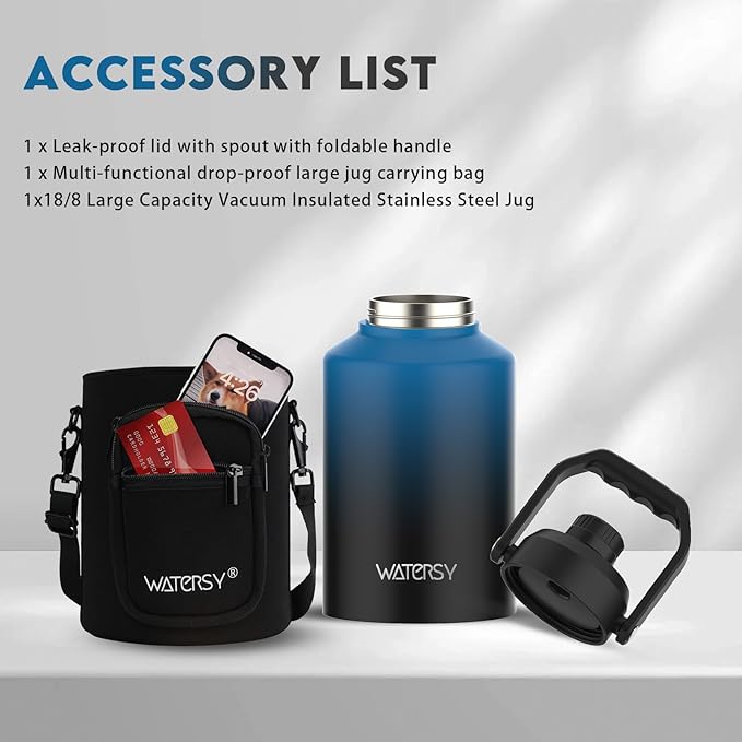 WATERSY Half Gallon Water Bottle Insulated, BPA Free&Leak Proof, 64oz Stainless - Image 6