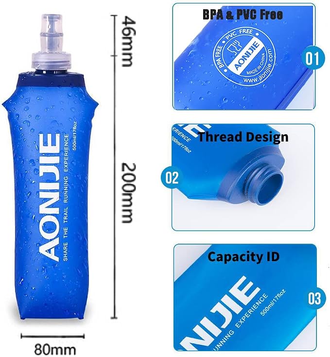AONIJIE TPU Soft Flask Water Bottle Collapsible Running Flask - Image 2
