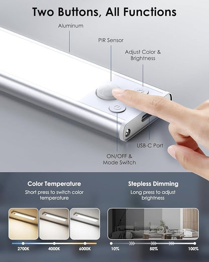 12in Under Cabinet Lighting Wireless, 2500mAh Rechargeable Motion Sensor Lights - Image 3