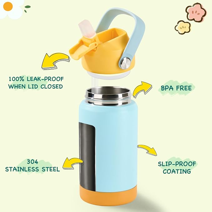Kerilyn 12oz Kids Water Bottle 2 Pack, Stainless Steel Insulated Water Bottle - Image 2