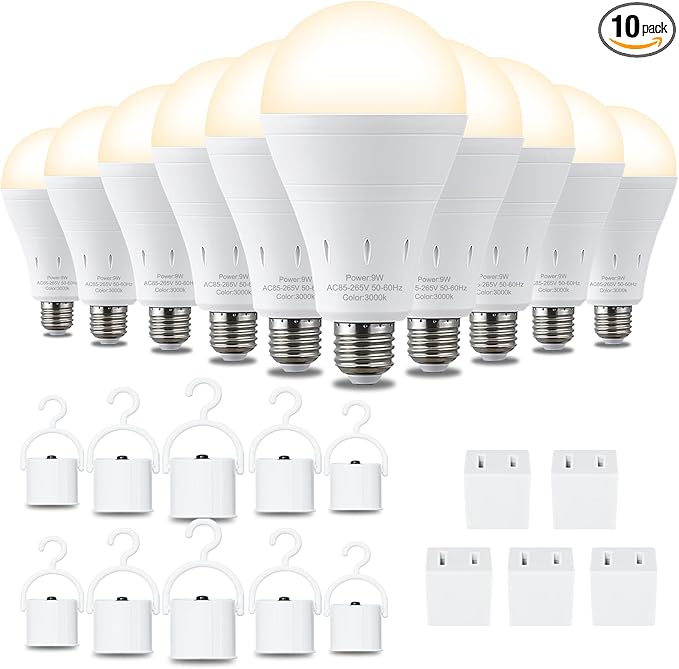 DEBAOBULB 10 Pack Rechargeable Emergency Light Bulbs, Battery Powered LED Light by DEBAOBULB
