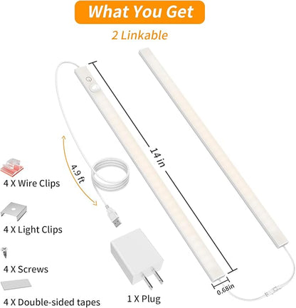 14" Slim USB Plug-in LED Motion Sensor Light Indoor, Bright & Dimmable Under - Image 5