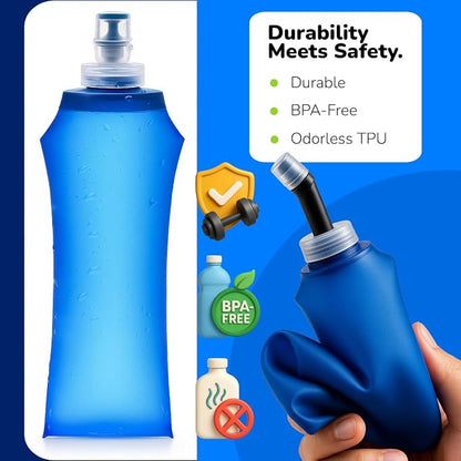 TPU Soft Flask 500ml with Straw & Cap, 2 Pack Collapsible Sports Water Bottles - Image 3