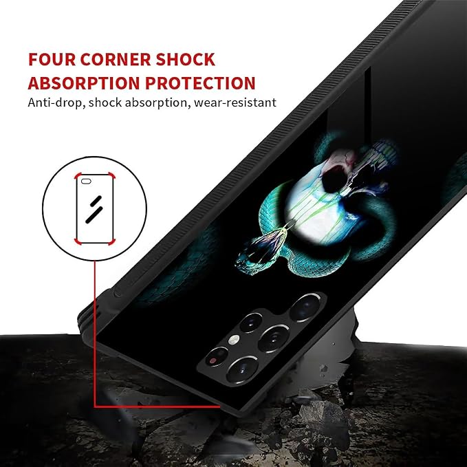 for Samsung Galaxy S22 Ultra Case, Skeleton Winding Snake Pattern Graphic - Image 4