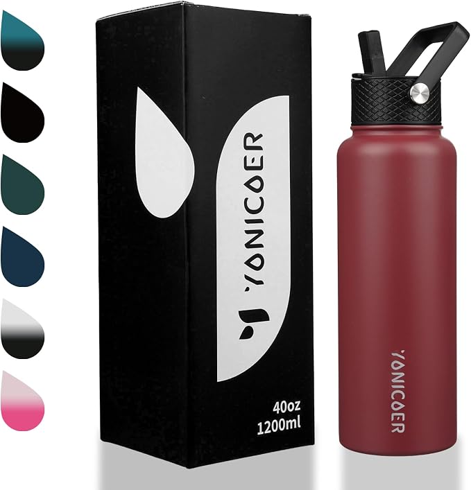Insulated Water Bottle 40oz, Triple Wall Vacuum Stainless Steel, Leak Proof & - Image 7