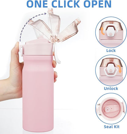 BJPKPK Water Bottle with Straw 18oz Insulated Water Bottles Reusable Stainless - Image 3