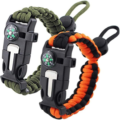 ZHIYE Survival Paracord Bracelet Flint Fire Starter Scraper Compass Wilderness by ZHIYE