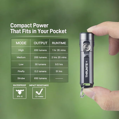 ThruNite Ti Keychain Flashlight, Bright 650 Lumens LED Portable Light, Compact - Image 6