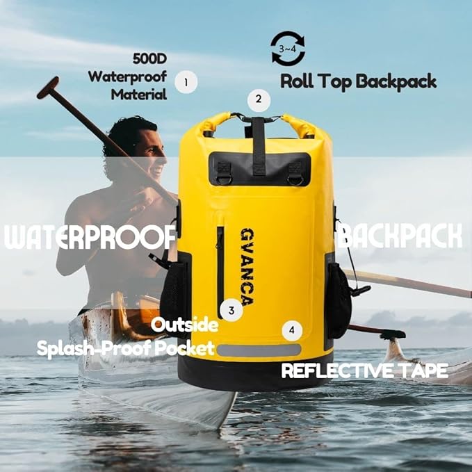 Waterproof Dry Bag Backpack for Kayaking, Roll Top Kayak Dry Backpack, Floating - Image 2