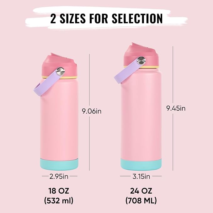 Fijinhom 18oz Insulated Stainless Steel Water Bottle, Wide Mouth Double Wall - Image 2