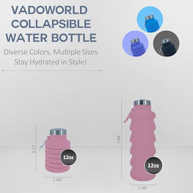 Collapsible Water Bottles 17oz, Odorless BPA-Free Silicone, Leak-Proof Foldable - Image 3