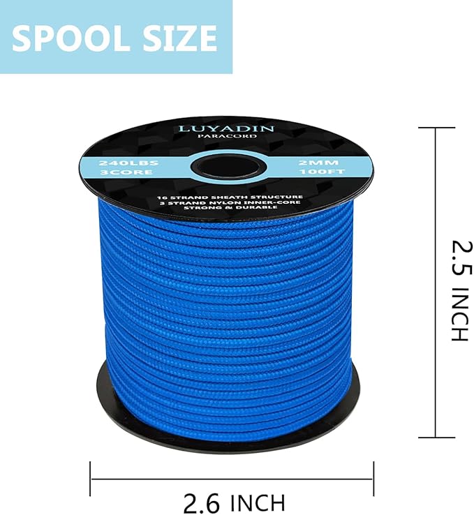Paracord 240lb - Diameter 2mm Micro Utility Cord -3 Strand Parachute Spool Cord - Image 2