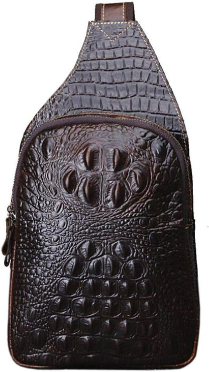 Hebetag Crocodile Genuine Leather Sling Bag Crossbody Backpack - Image 3
