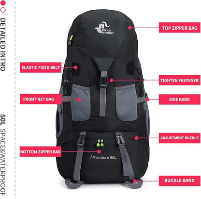 Bseash 50L Hiking Backpack, Water Resistant Lightweight Outdoor Sport Daypack - Image 6