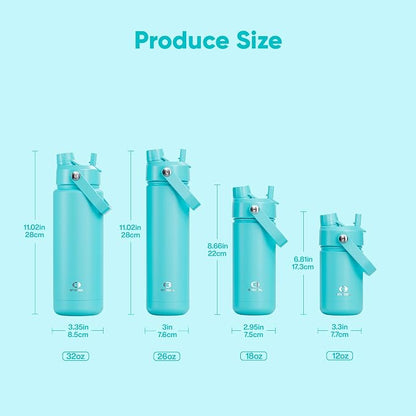 Kids Insulated Water Bottle - 12oz Stainless Steel Water Bottle with Dual Spouts - Image 6