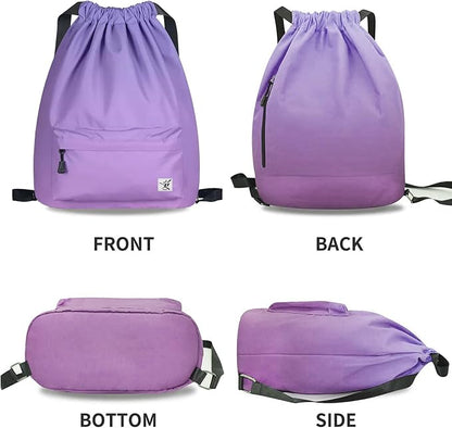 Waterproof Drawstring Bag, Gym Bag Sackpack Sports Beach Backpack - Image 2