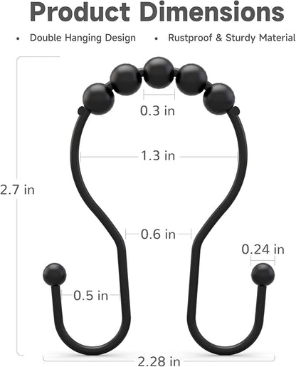 Bathway Shower Curtain Hooks Shower Curtain Rings Black Shower Curtain Hooks - Image 4