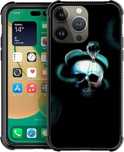 for iPhone 13 Pro Case, Skeleton Winding Snake Pattern Graphic Design Girl Boy by FKBRCL4U