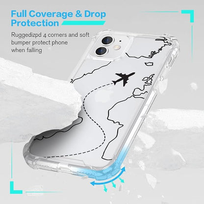 FANXI Minimalist Airplane Travel Map Phone Case Compatible - Image 2