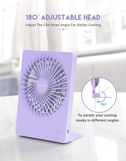 Zuvas Desk Fan Battery Operated Fan Rechargeable 180°Tilt Folding Personal Fan - Image 5