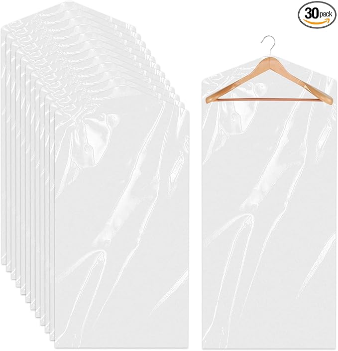30 Pack Transparent Dust-proof Garment Covers Clear Clothes Covers by Sliverdew