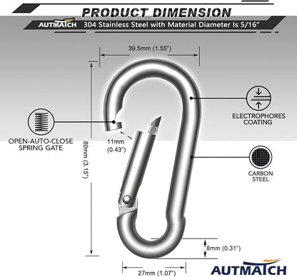AUTMATCH Carabiner Clips, 4 Pack - Image 4