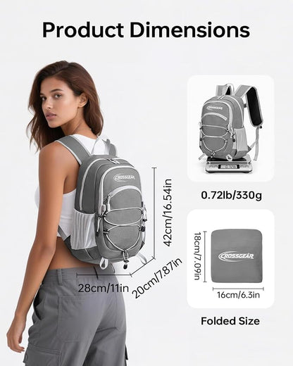 CROSSGEAR Packable Hiking Backpack, 24L RFID Lightweight Foldable Daypack - Image 4