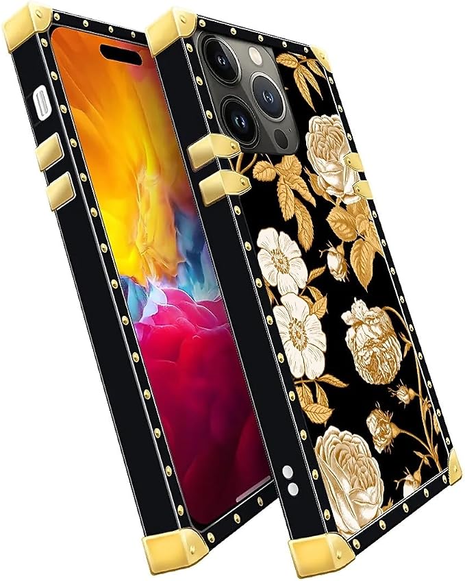 Compatible with iPhone 15 Pro Max Case, Blooming Rose Golden Flower Luxury - Image 3
