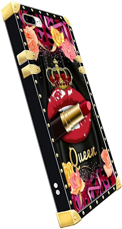 Compatible with iPhone 8 Plus 7 Plus Case, Queen Lip Crown Leopard Print Luxury - Image 4
