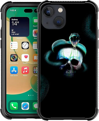 for iPhone 13 Case, Skeleton Winding Snake Pattern Graphic Design Girl Boy Soft by FKBRCL4U