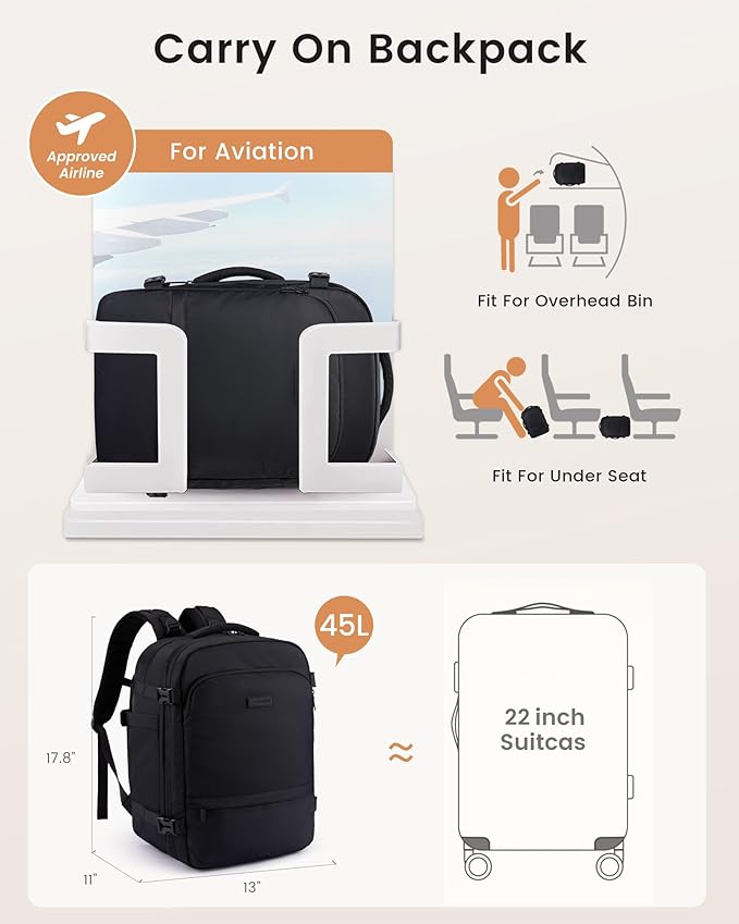LOVEVOOK Travel Backpack for Women & Men, Carry On Backpack - Image 2